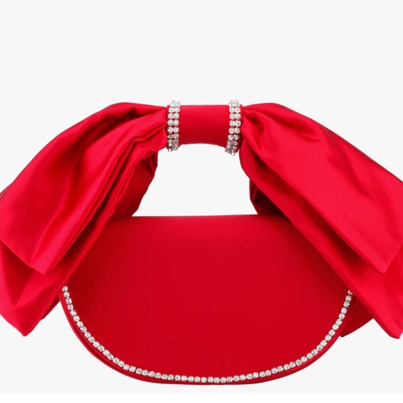 Nina Handbags - Nina Eveie in Red Rouge Elegant Red Satin Clutch with Rhinestone Accents